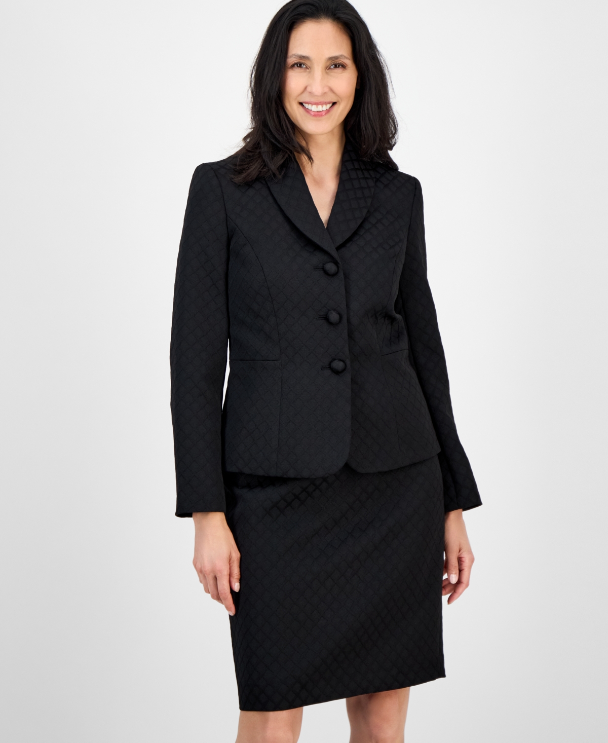 Le Suit Women's Shawl-collar Jacket & Pencil Skirt Suit In Black