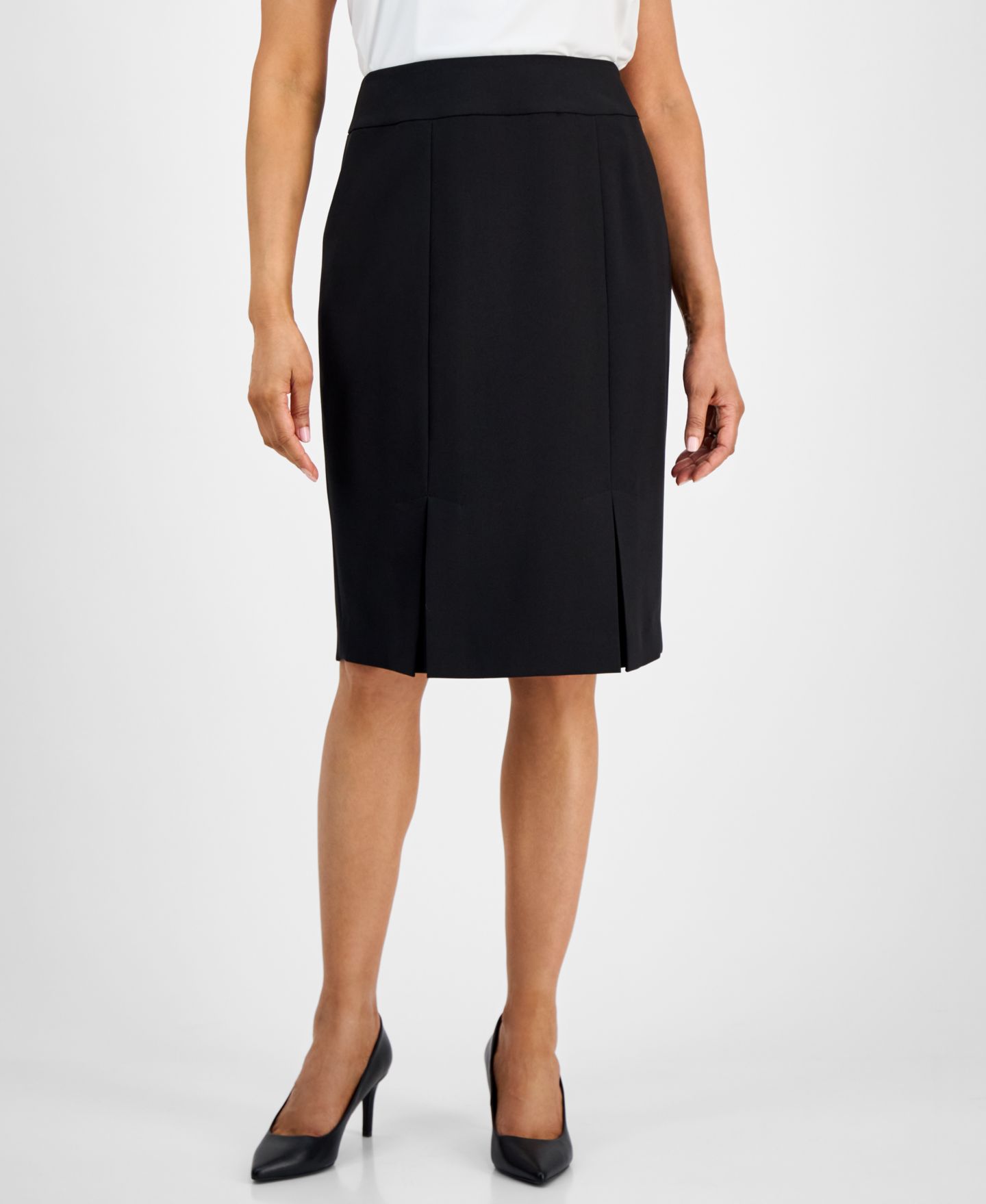 Женский комплект Le Suit Houndstooth Jacket & Pleated Pencil 2 Piece Skirt Suit, цвет: Чёрный / Белый — фото 8