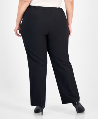 Plus Size Piping-Trim Peak-Lapel Pantsuit Set