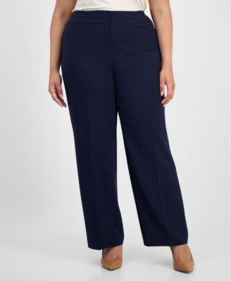 Plus Size Two-Button Wide-Leg Pantsuit Set