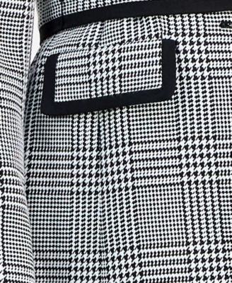 Women's Framed Plaid Belted Wide-Leg Pantsuit Set, Regular & Petite