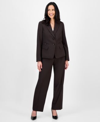 Le Suit - Women's Notched Collar Wide-Leg Pantsuit