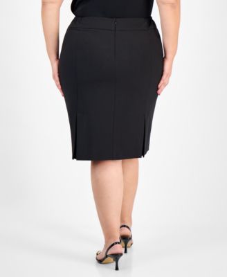 Plus Size Pencil Skirt Houndstooth Suit Set
