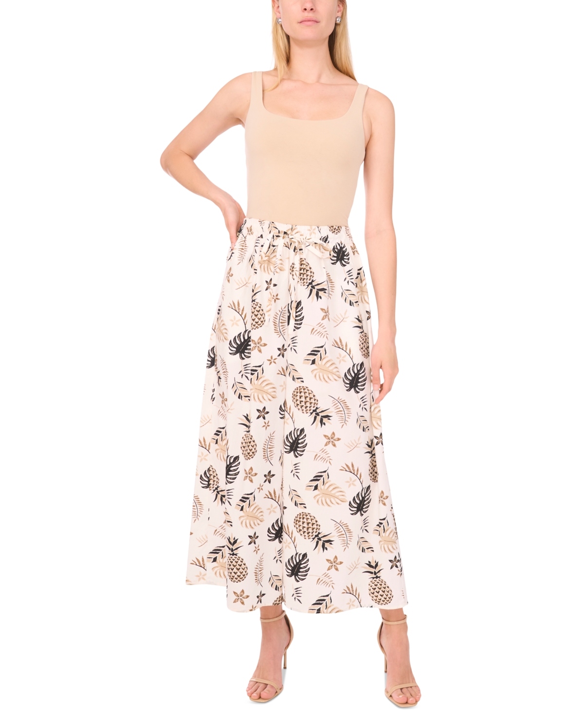 Sam & Jess Women's Printed Pull-on Wide-leg Pants In Brown