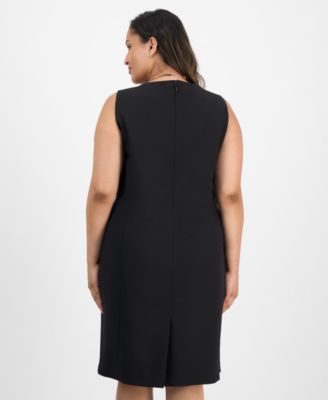 Plus Size Houndstooth Topper Jacket & Sleeveless Dress Suit Set