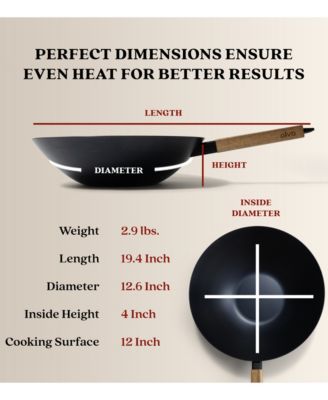 Forest 12” Carbon Steel Wok Pan - Stay-Cool Acacia Handle