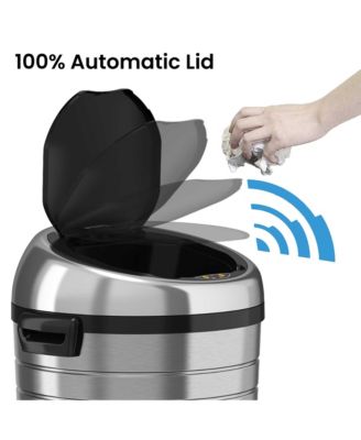 Stainless Steel Sensor Trash Can with Dual AbsorbX Odor Filters and Wheels, Silver