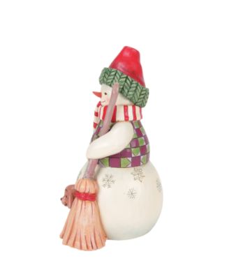 Snowman with Dog Peeking Figurine