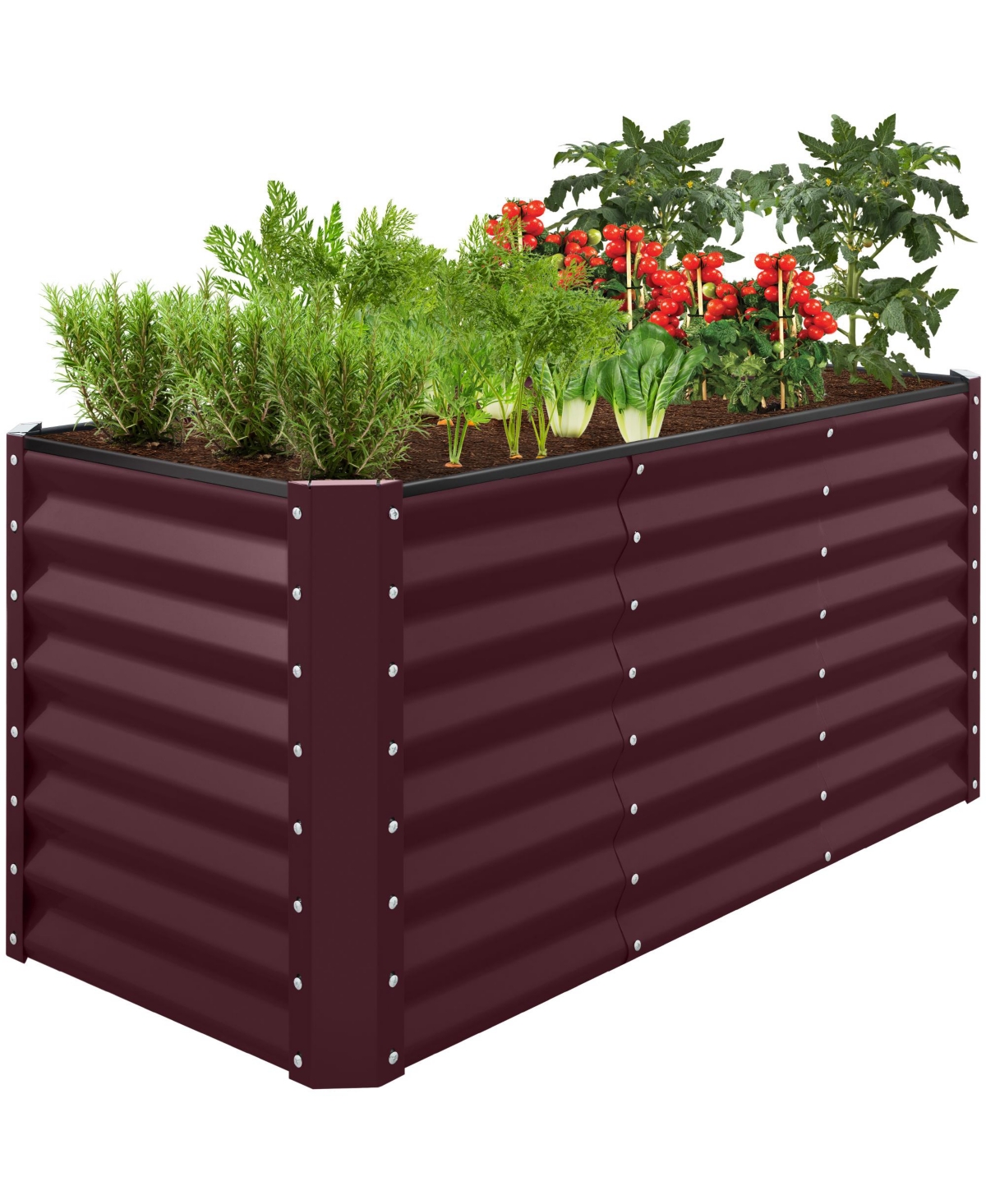 4x2x2ft Outdoor Metal Raised Garden Bed, Planter Box for Vegetables, Flowers, Herbs - Taupe