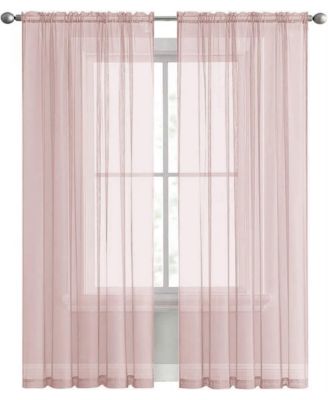 Hotel Lux 2 Piece Rose Pink Rod Pocket Sheer Curtain Panels
