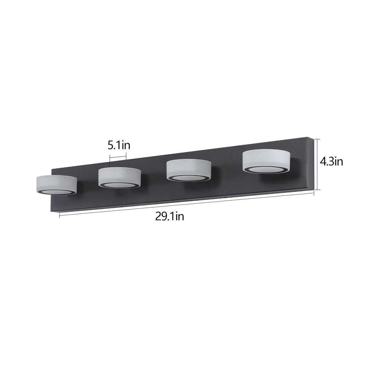 Flynama Led Modern Black 4-Light Vanity Lights Fixtures Over Mirror Bath Wall Lighting