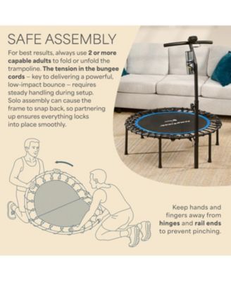 JumpTrack 40” Rebounder Trampoline with Jump Counter – Low-Impact Silent Bungee System for Home Cardio – Supports Up to 350 lbs