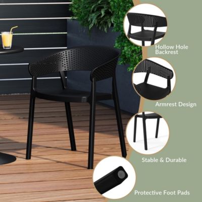 Outdoor Modern Stackable Plastic Resin Patio Dining Armchair (Set of 2)