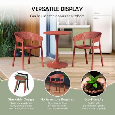 Outdoor Modern Stackable Plastic Resin Patio Dining Armchair (Set of 2)