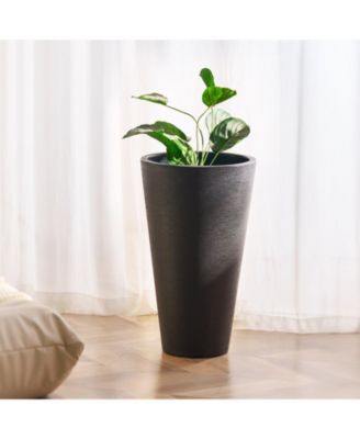 Tall Planter Set of 2 Round Tapered Plant Pots for Outdoor Indoor