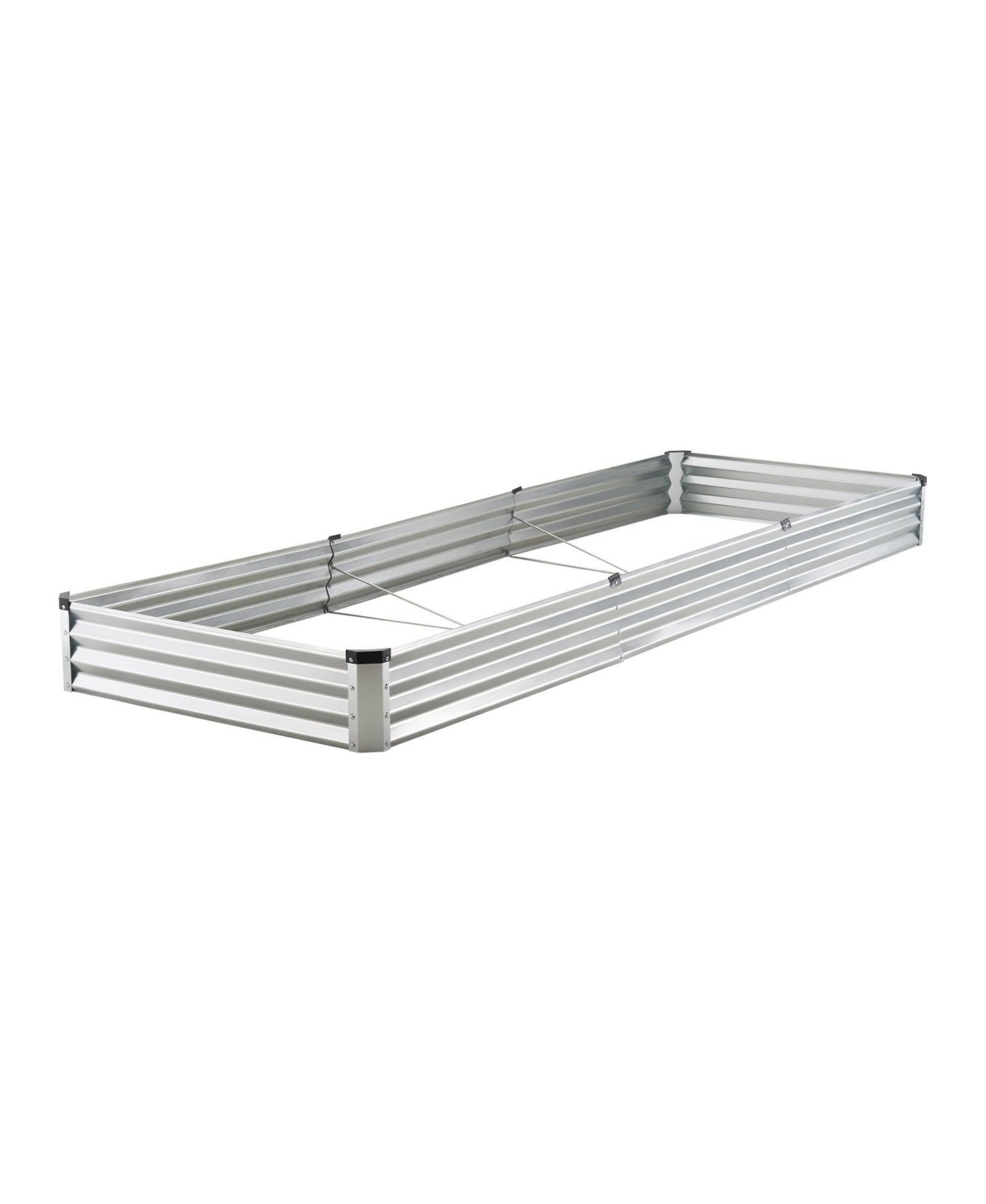 Durable Galvanized Metal Raised Garden Bed Planter Box for Outdoor Gardening - Silver