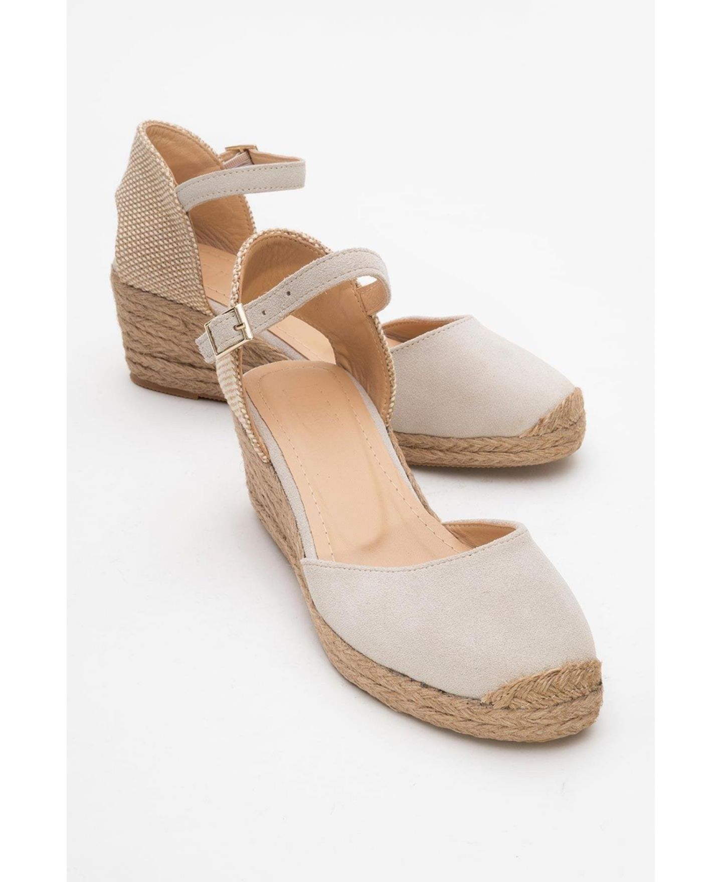 Женские кожаные эспадрильи на платформе Forever & Always Shoes Aldea, цвет: Бежевый замшевый кожаный — фото 2