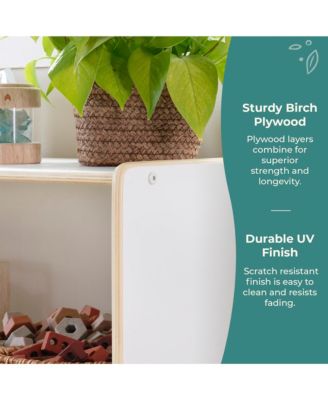 EdQ 2-Shelf Open Storage 30" - White: Kids' Low Wooden Bookshelf, Classroom and Playroom Furniture with Book and Toy Bins