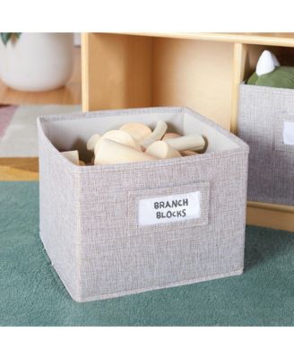 EdQ Dollhouse Bookshelf - Natural: Wood Kids' Pretend Play Furniture for Playroom and Classroom with Bins for Toys and Dolls