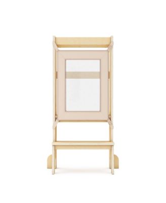 Jr. Contemporary Kitchen Helper Step-Up | Natural: Adjustable Wooden Montessori Toddler Tower, Kitchen and Bathroom Step Stool for Kids