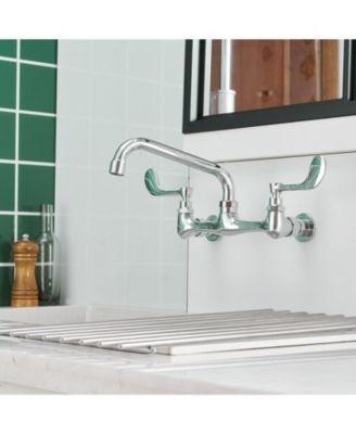 Double Handle 8 in. Swivel Spout 8 in. Center Wall Mount Standard Kitchen Faucet