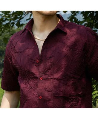 Men's Wine Red Foliage-Tactile Shirt