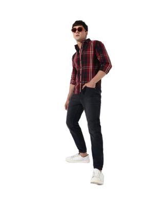Men's Plaid Red Cotton Shirt