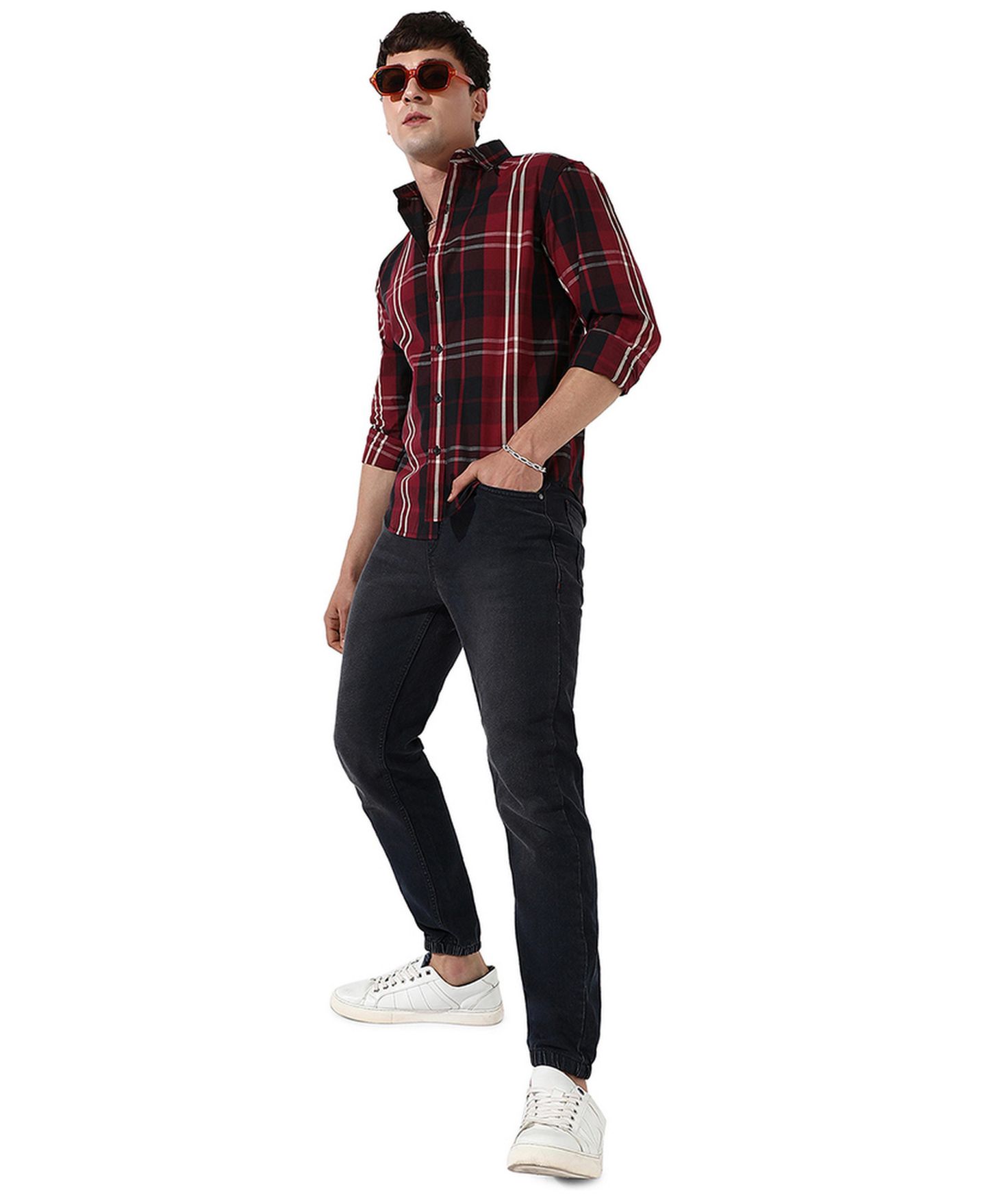 Мужская рубашка Cahoot Campus Sutra Plaid Red Cotton, цвет: Красный — фото 3