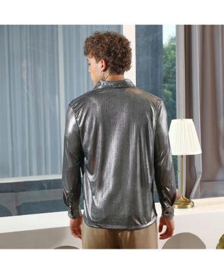 Men's Antique Silver Shawl Collar Shirt