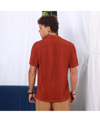 Men's Terracotta Brown Puffy-Textured Shirt