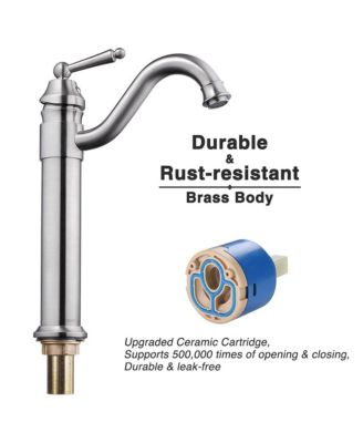 Bathroom Vessel Sink Tempered Glass WaterDrop w/ Single Handle Faucet