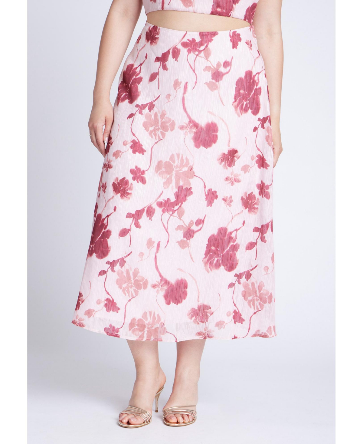 Women's Floral Full Skirt - Blooms of pink