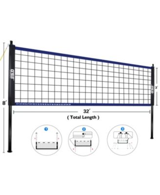 Volleyball Net Set with Volleyball, Aluminum Poles, Winch System, Pump, and Carrying Bag (Recreational)