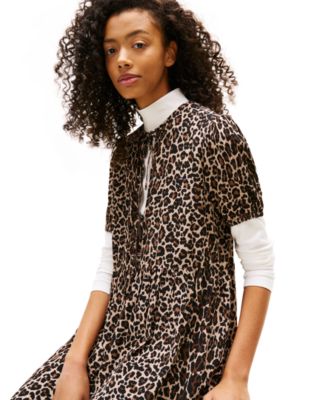Women's Leopard-Print Tie-Front Mini Dress
