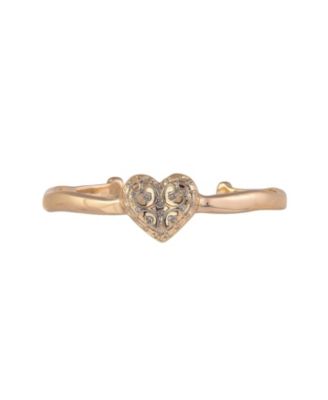 Gold Tone Textured Heart Cuff Bracelet