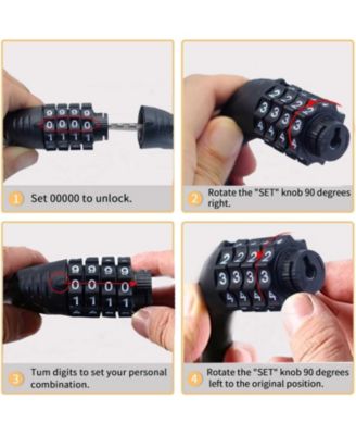 4-Digit Combination Bike Cable Lock, 32-Inch Coiled Security Lock, Anti-Theft for Mountain Bikes, Road Bikes, Scooters, Electric Bicycles