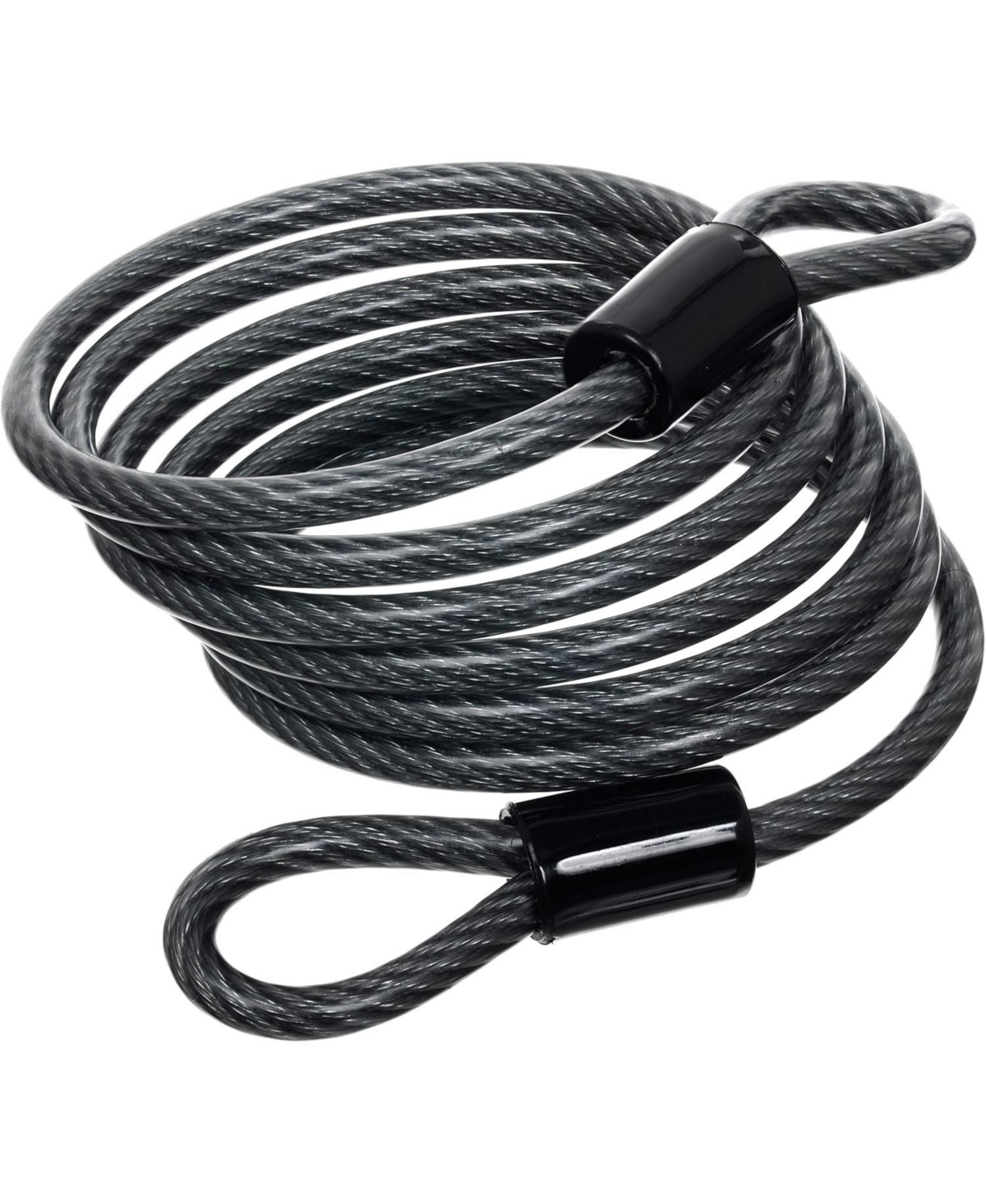 6ft x 1/4&#x22; Flexible Steel Loop Cable, Heavy Duty Vinyl Wrap for Corrosion Protection - Black