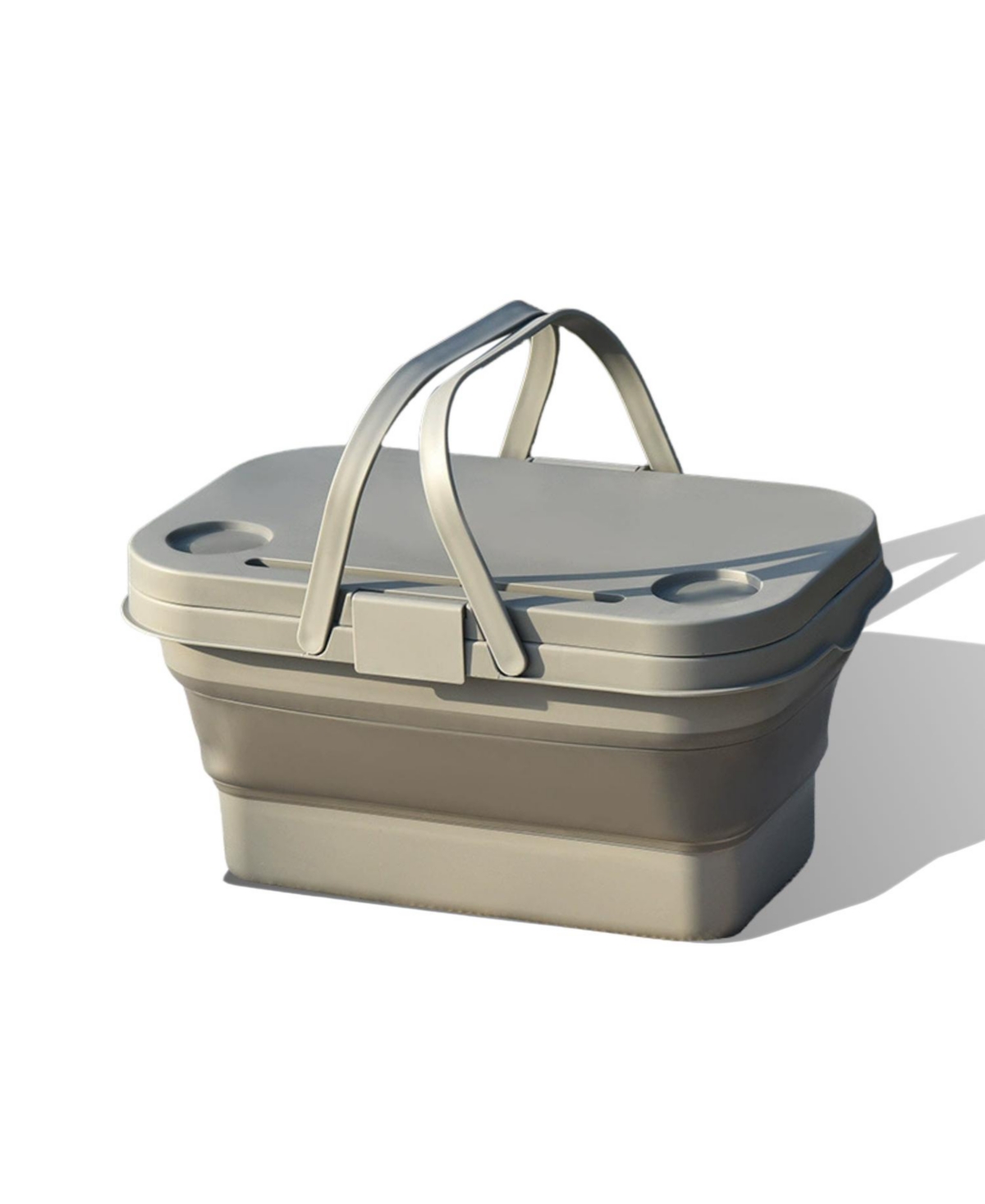 Collapsable Picnic Basket With Tray Stand - Grey