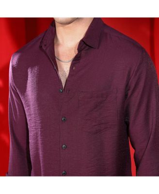 Men's Plum Purple Breezy Wrinked Relaxed Shirt