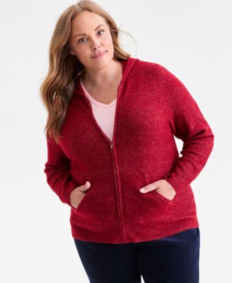 Style & Co - Plus Size Zip-Front Hooded Sweater