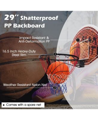 Wall Mounted Fan Backboard With  2 nets  Basketball Hoop and Rim Outdoor Indoor Sports