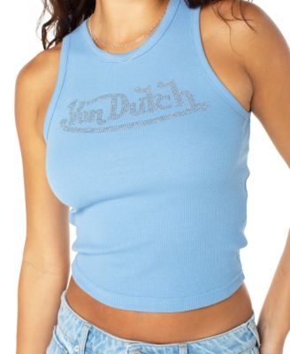 Von Dutch - Women's Blue Rhinestone Tank Top