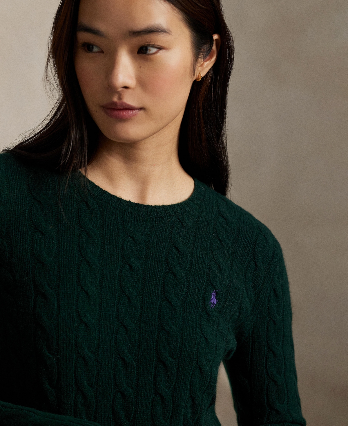 Polo Ralph Lauren Women's Cable Wool-cashmere Crewneck Sweater In Green