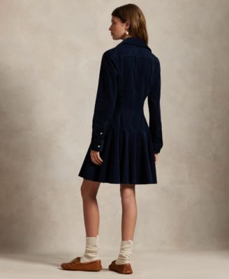 Women's Cotton Corduroy A-Line Shirtdress