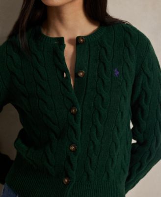 Women's Cable-Knit Wool-Cashmere Cardigan Sweater
