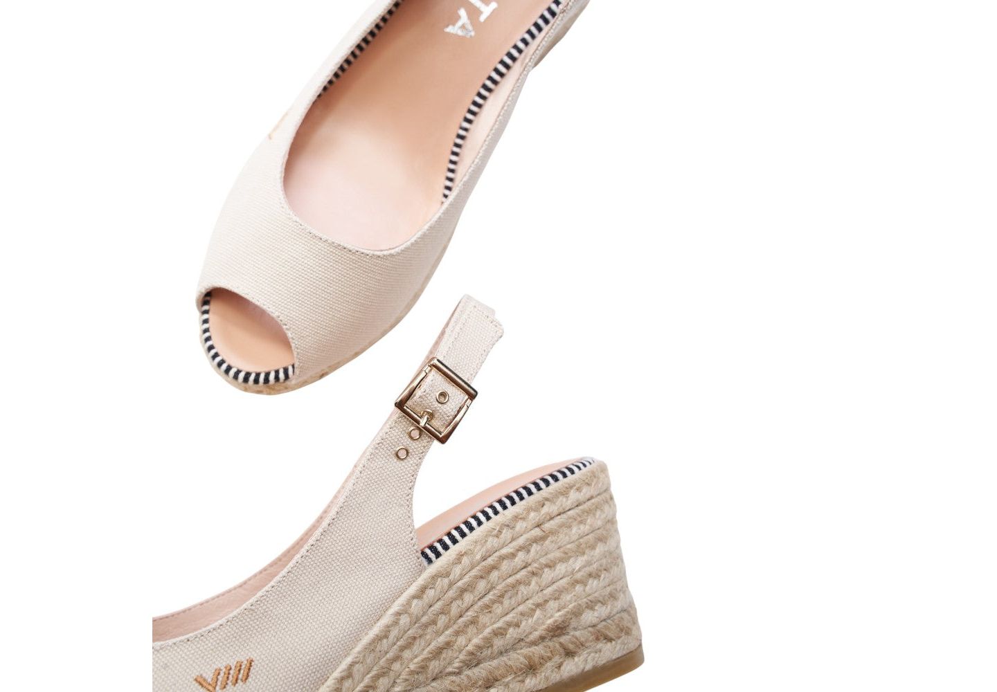 Женские сандалии VISCATA Gavina Canvas Espadrille Sandal Wedges Slingback, цвет: Бежевый — фото 2