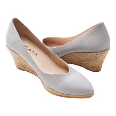 Roses Canvas V Cut Espadrille Wedges