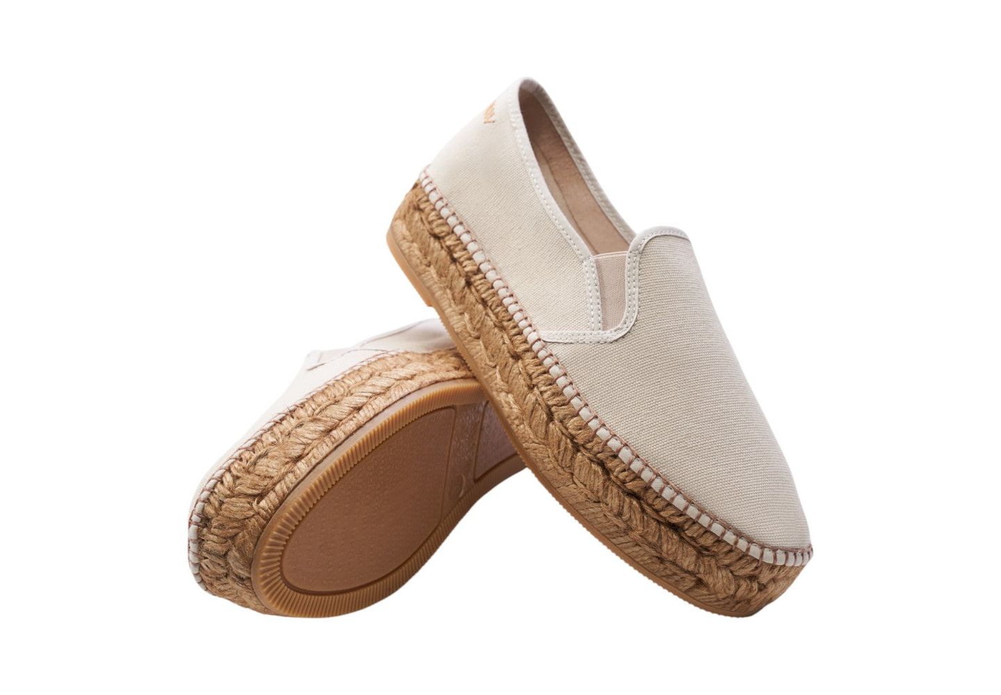 Женские сандалии VISCATA Castell Canvas Espadrille Platforms Slip on, цвет: Бежевый — фото 3