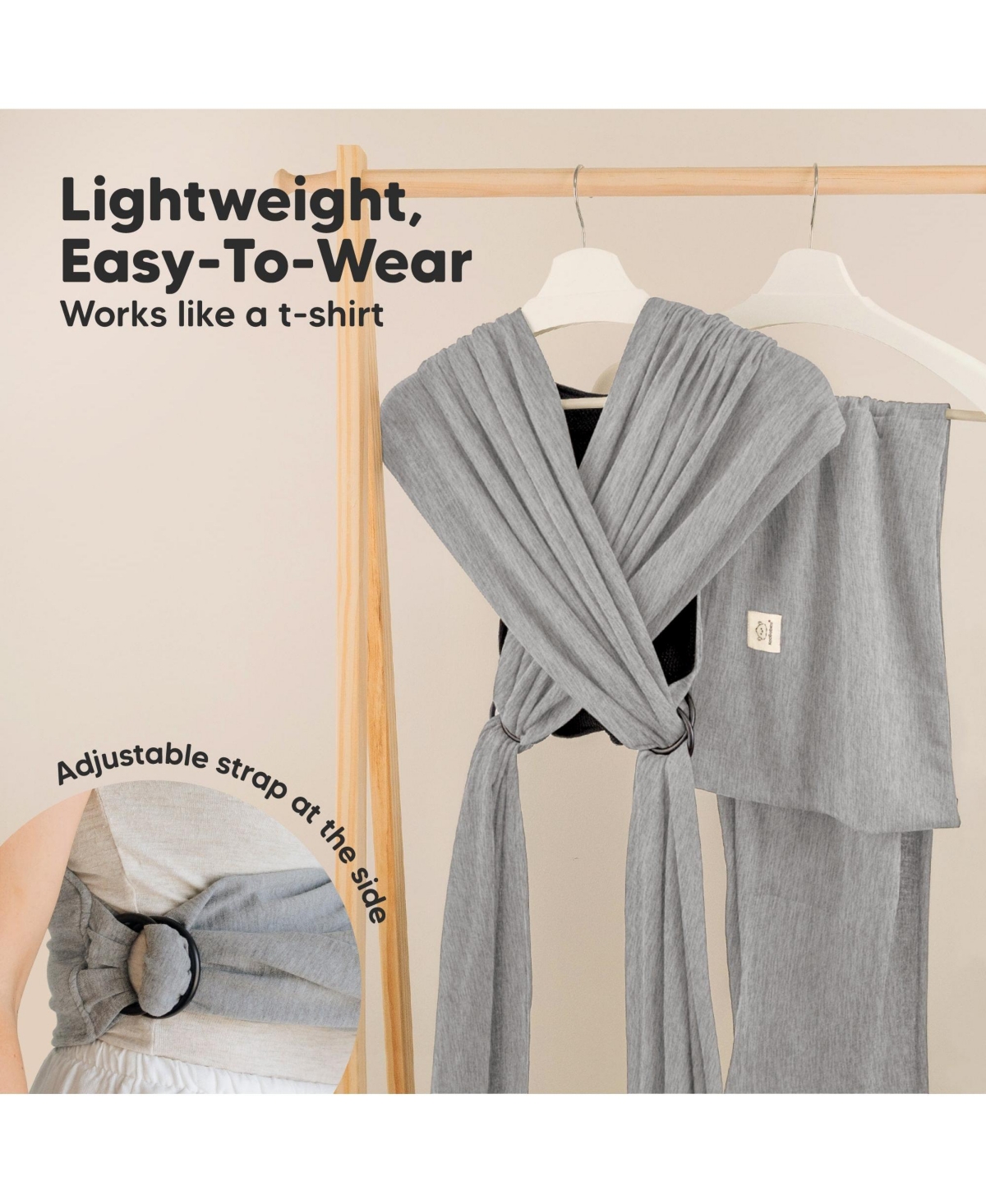 KeaBabies D-Lite Baby Wrap Carrier, Adjustable Sling, Newborn, Infant, Toddler 7-44lbs