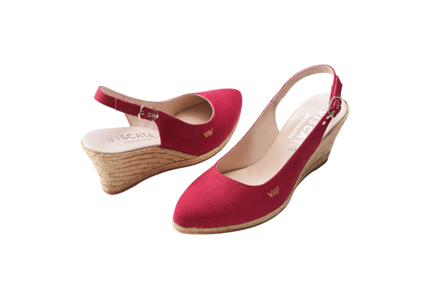 Женские сандалии VISCATA Palomera Canvas Espadrille Wedges Slingback, цвет: Вишнёвый — фото 2